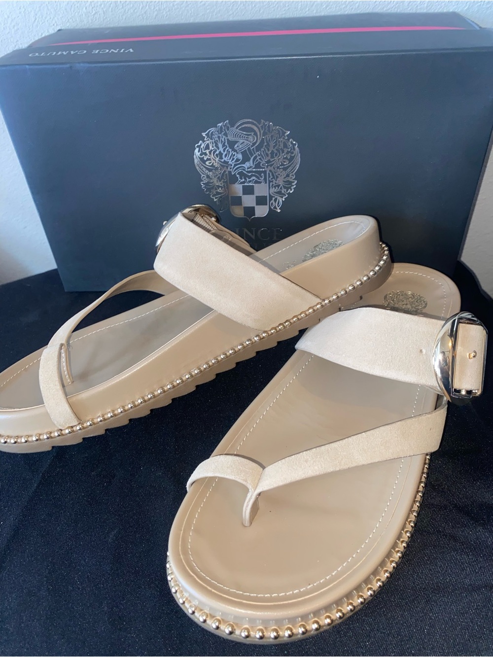 Vince Camuto Leather Camilo Trim Thong Sandals
